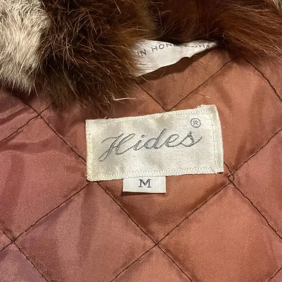 Vintage Women’s Rabbit Fur Coat Patchwork Jacket Hides - Picture 4 of 9